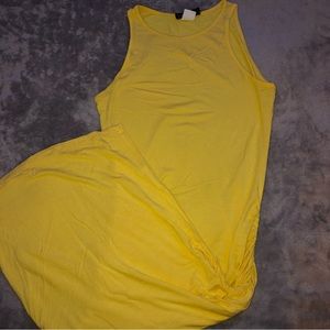 Venus Yellow tight stretchy tight summer long dress